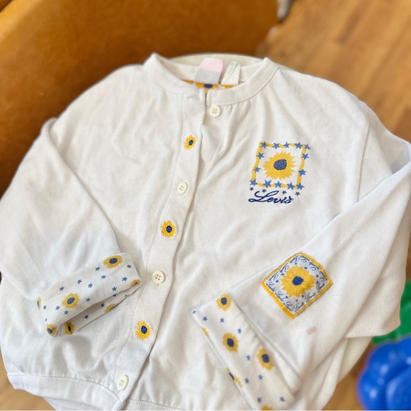 Vintage 6x Little Levi’s Cardigan Sunflower Sweater - Picture 2 of 5
